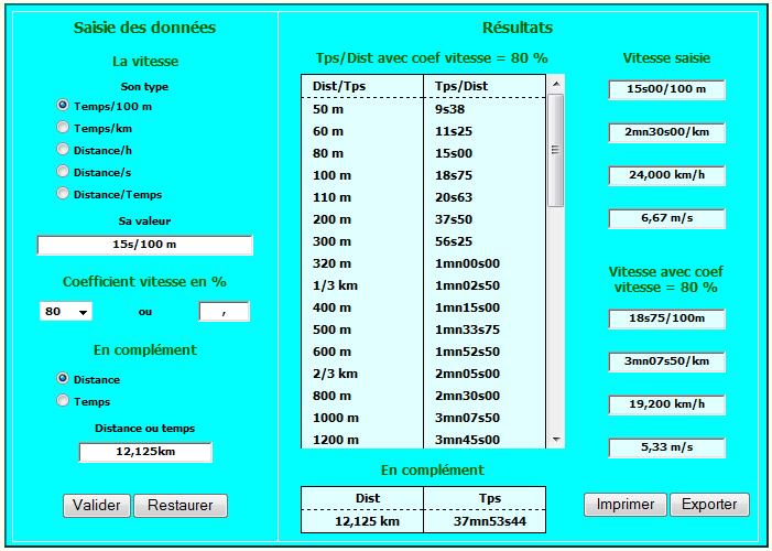 Image prsentant le formulaire Calculs Temps Distances